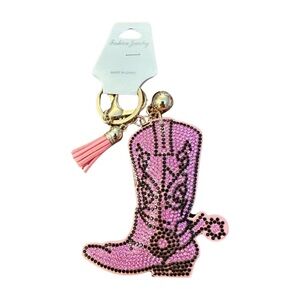 Fashion Jewelry Pink Rhinestone Boot Key Holder